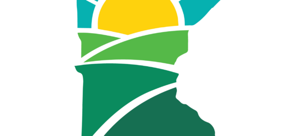 Minnesota outline featuring a sun and fields, with “Centra Sota Cooperative” text displayed underneath.