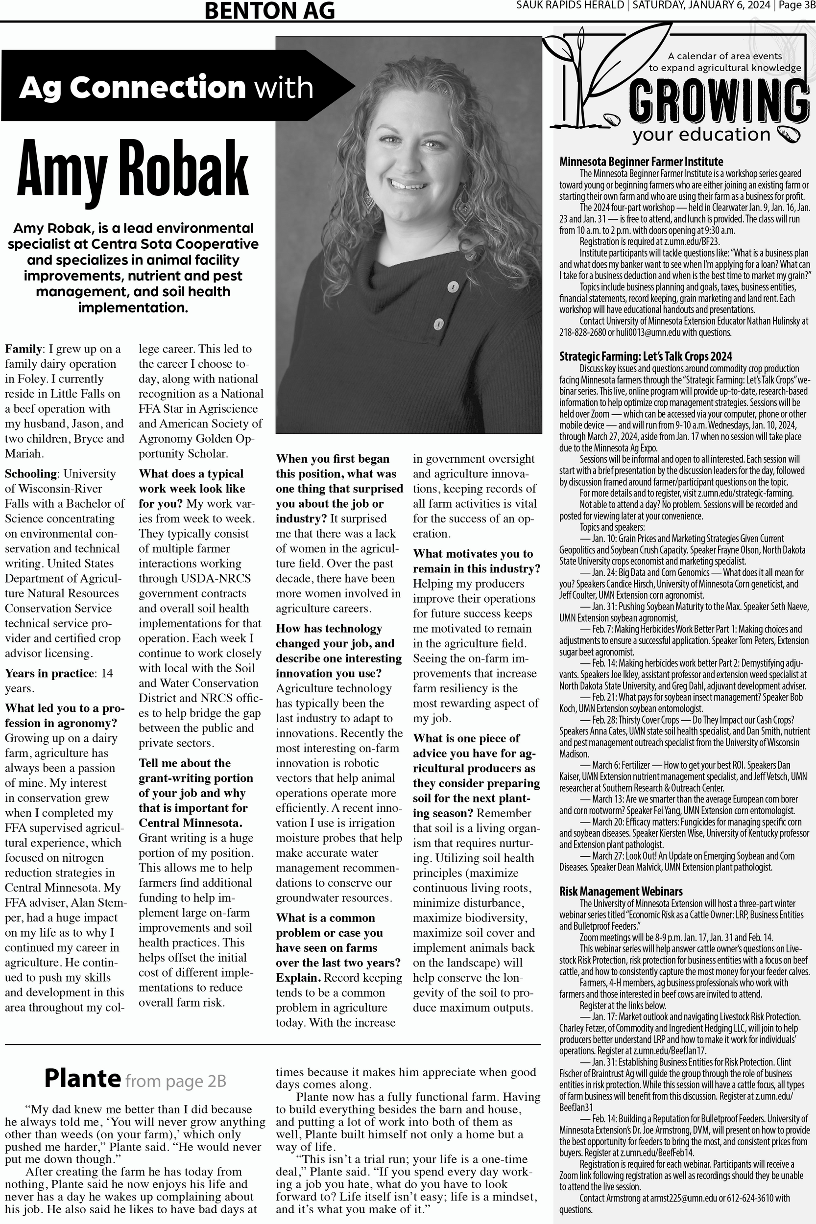 Photo of Amy Robak and accompanying article