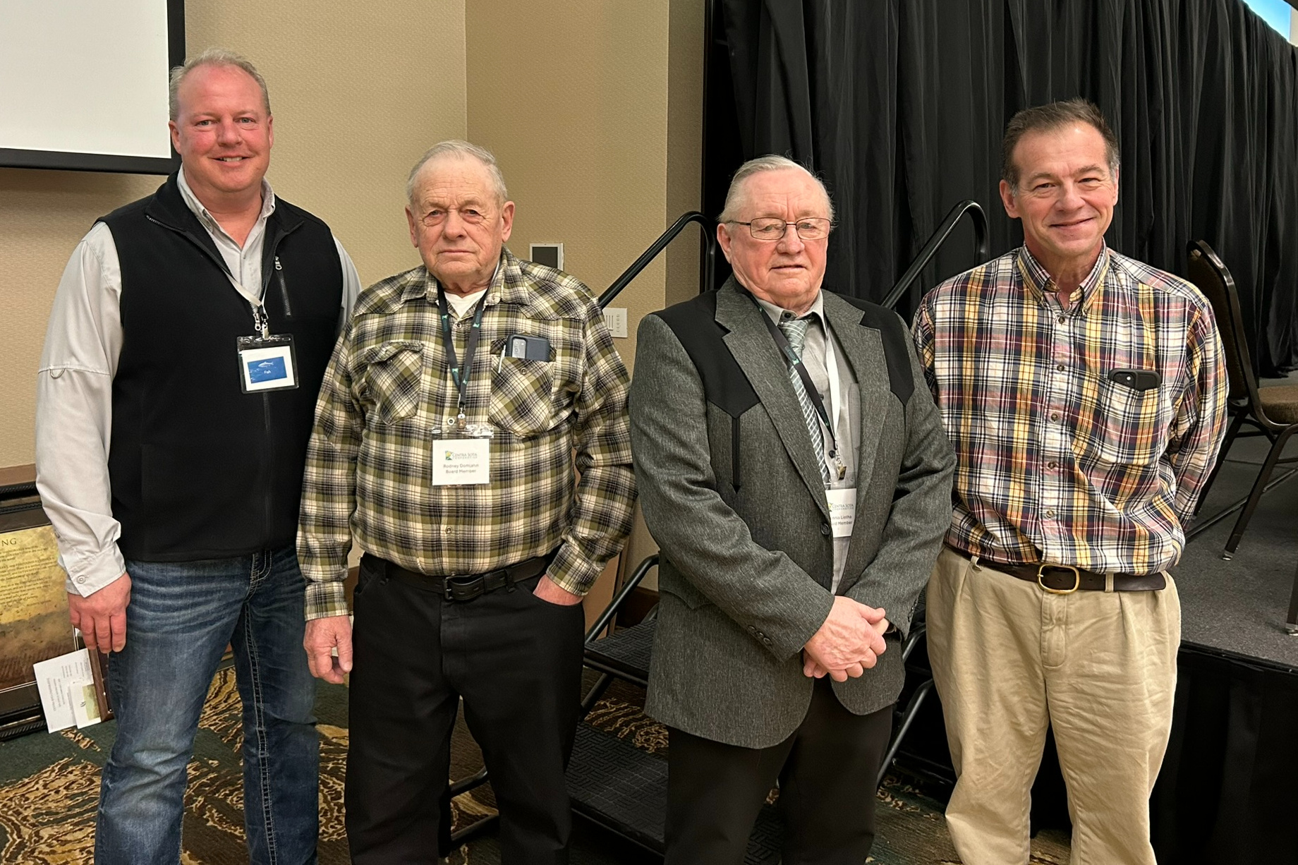 New and retiring board members (left to right): Pete Ewing, Rodney Domjahn, Dennis Lietha, Clay Mongtomery