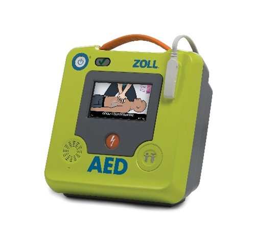 ZOLL AED 3 shows color screen with detailed instructions for user