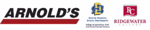 Arnolds, South Dakota State University, and Ridgewater College logos displayed on a white background.