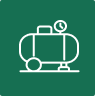 White outline of a horizontal air compressor tank with gauge, set against a green background.