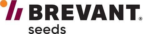 Brevant Seeds logo featuring bold black letters and a maroon-orange stylized icon positioned to the left.